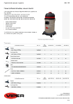 Informações técnicas do aspirador profissional de pó e líquidos LSU 135